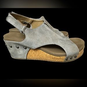 Silver Metallic Corkys Wedges